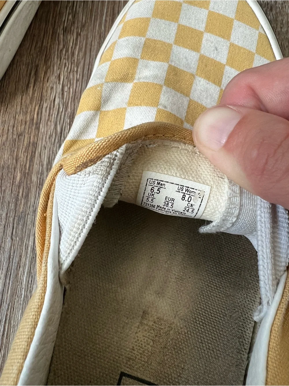 Vans Classic Slip-On Checkerboard Yellow White Shoes Women’s 8 Men’s 6.5